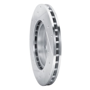 Mazda 626 Brake Rotor (1) - Front Right - R1 Concepts - Drilled & Slotted - Silver - `92-`03